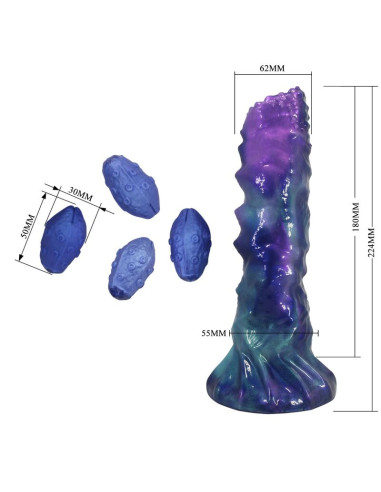 POWER MONSTERS DUSKWALKER SENTINEL TRICOLOR INFLATABLE FANTASY SILICONE DILDO 23 CM O 5 CM