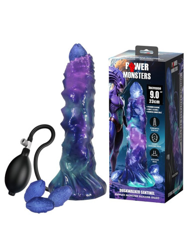 POWER MONSTERS DUSKWALKER SENTINEL TRICOLOR INFLATABLE FANTASY SILICONE DILDO 23 CM O 5 CM