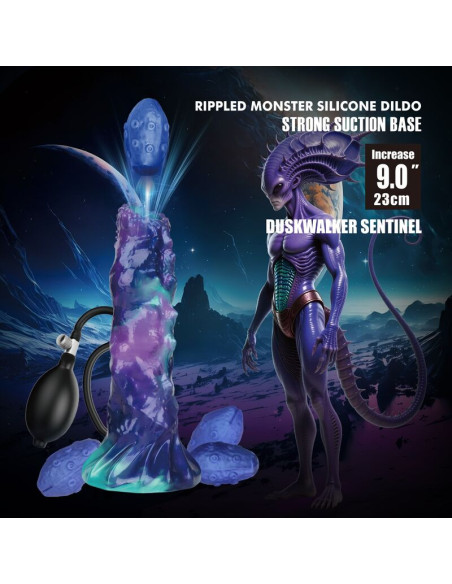 POWER MONSTERS DUSKWALKER SENTINEL TRICOLOR INFLATABLE FANTASY SILICONE DILDO 23 CM O 5 CM