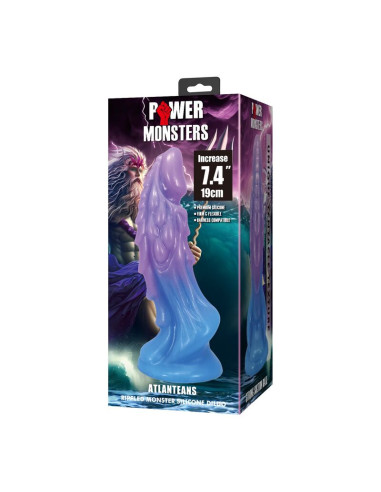 POWER MONSTERS ATLANTEANS REALISTIC DILDO WITH SUCTION CUP 19 CM O 5 CM BLUE PURPLE