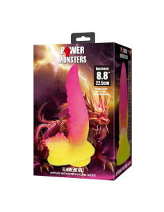 POWER MONSTERS RIPPLIED MONSTER FANTASY DILDO WITH SUCTION CUP 225 CM O 55 CM PINK YELLOW 2