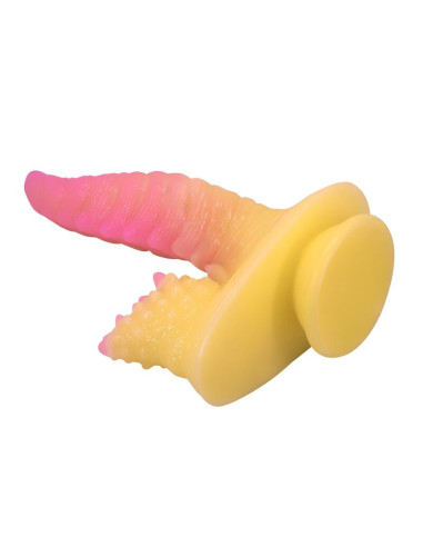 POWER MONSTERS RIPPLIED MONSTER FANTASY DILDO WITH SUCTION CUP 225 CM O 55 CM PINK YELLOW