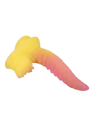 POWER MONSTERS RIPPLIED MONSTER FANTASY DILDO WITH SUCTION CUP 225 CM O 55 CM PINK YELLOW