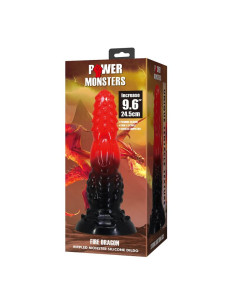 POWER MONSTERS FIRE DRAGON FANTASY DILDO WITH SUCTION CUP 245 CM O 58 CM RED BLACK 2