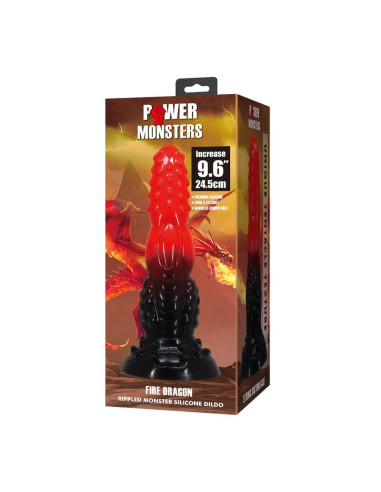 POWER MONSTERS FIRE DRAGON FANTASY DILDO WITH SUCTION CUP 245 CM O 58 CM RED BLACK