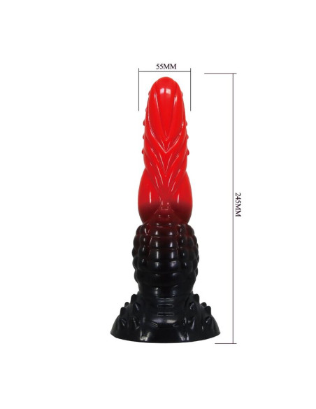 POWER MONSTERS FIRE DRAGON FANTASY DILDO WITH SUCTION CUP 245 CM O 58 CM RED BLACK