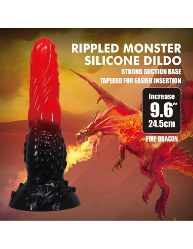 POWER MONSTERS FIRE DRAGON FANTASY DILDO WITH SUCTION CUP 245 CM O 58 CM RED BLACK