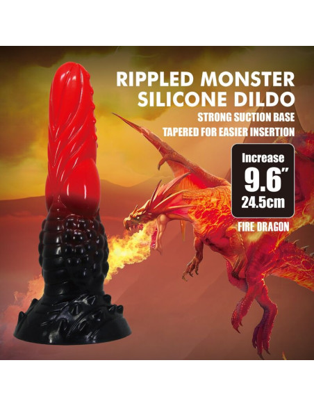 POWER MONSTERS FIRE DRAGON FANTASY DILDO WITH SUCTION CUP 245 CM O 58 CM RED BLACK