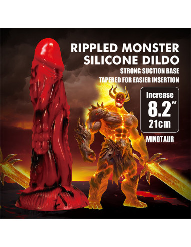 POWER MONSTERS MINOTAUR FANTASY DILDO WITH SUCTION CUP 21 CM O 5 CM RED BLACK