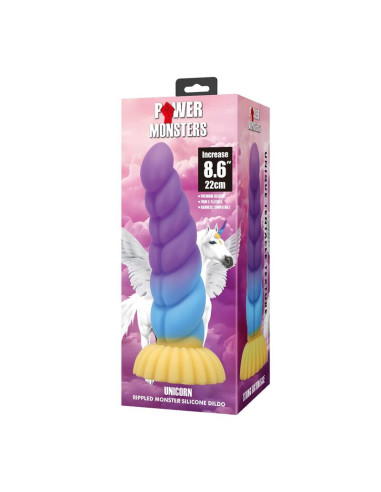 POWER MONSTERS UNICORN TRICOLOR FANTASY SILICONE DILDO 22 CM O 5 CM