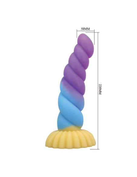 POWER MONSTERS UNICORN TRICOLOR FANTASY SILICONE DILDO 22 CM O 5 CM