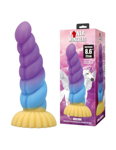 POWER MONSTERS UNICORN TRICOLOR FANTASY SILICONE DILDO 22 CM O 5 CM