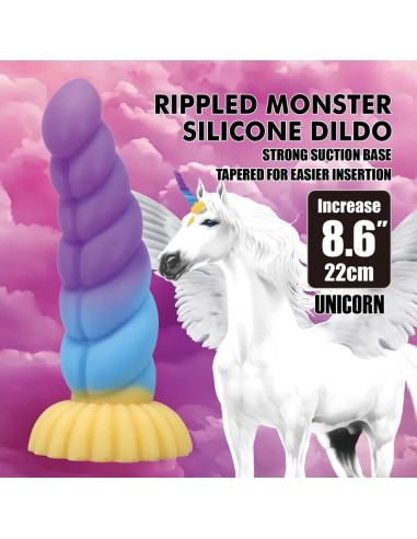 POWER MONSTERS UNICORN TRICOLOR FANTASY SILICONE DILDO 22 CM O 5 CM