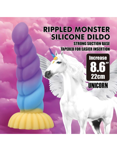 POWER MONSTERS UNICORN TRICOLOR FANTASY SILICONE DILDO 22 CM O 5 CM