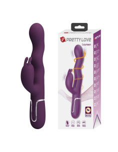 PRETTY LOVE LOURSEN RABBIT VIBRATOR WITH THRUSTING MOTION AND 7 VIBRATIONS USB RECHARGEABLE PURPLE