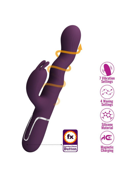PRETTY LOVE LOURSEN RABBIT VIBRATOR WITH THRUSTING MOTION AND 7 VIBRATIONS USB RECHARGEABLE PURPLE