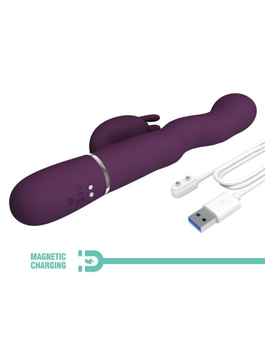 PRETTY LOVE LOURSEN RABBIT VIBRATOR WITH THRUSTING MOTION AND 7 VIBRATIONS USB RECHARGEABLE PURPLE