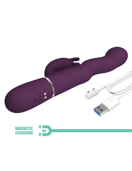 PRETTY LOVE LOURSEN RABBIT VIBRATOR WITH THRUSTING MOTION AND 7 VIBRATIONS USB RECHARGEABLE PURPLE