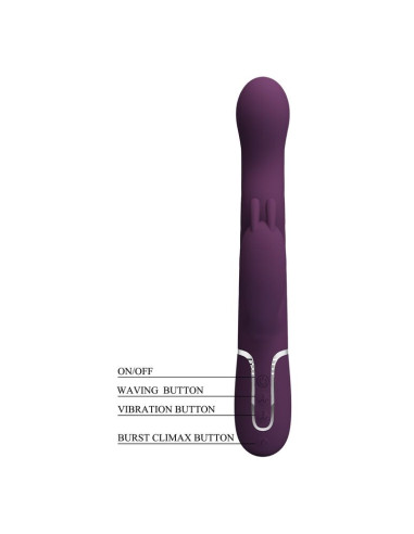 PRETTY LOVE LOURSEN RABBIT VIBRATOR WITH THRUSTING MOTION AND 7 VIBRATIONS USB RECHARGEABLE PURPLE