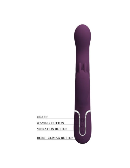 PRETTY LOVE LOURSEN RABBIT VIBRATOR WITH THRUSTING MOTION AND 7 VIBRATIONS USB RECHARGEABLE PURPLE