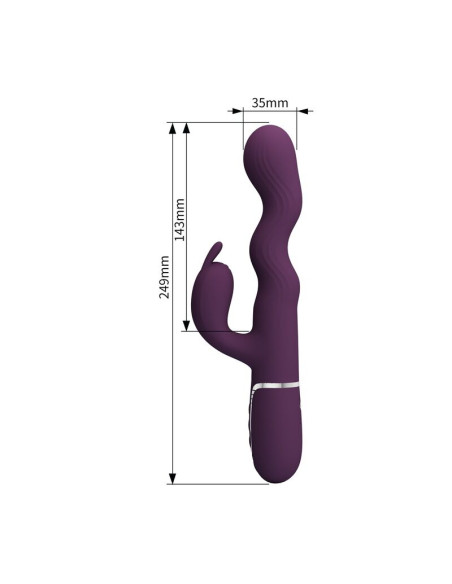 PRETTY LOVE LOURSEN RABBIT VIBRATOR WITH THRUSTING MOTION AND 7 VIBRATIONS USB RECHARGEABLE PURPLE