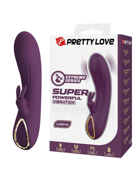 PRETTY LOVE LANDYN RECHARGEABLE RABBIT VIBRATOR 10 FUNCTIONS PURPLE