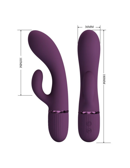 PRETTY LOVE MARGIE RECHARGEABLE RABBIT VIBRATOR 10 FUNCTIONS PURPLE