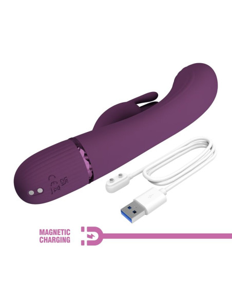 PRETTY LOVE ROCCO RECHARGEABLE RABBIT VIBRATOR 10 FUNCTIONS PURPLE
