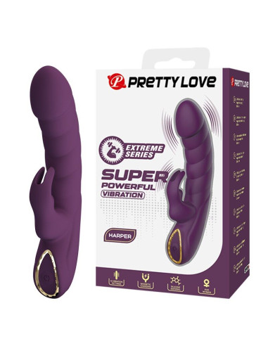 PRETTY LOVE HARPER RECHARGEABLE RABBIT VIBRATOR 10 FUNCTIONS PURPLE