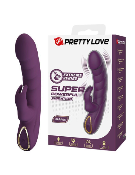 PRETTY LOVE HARPER RECHARGEABLE RABBIT VIBRATOR 10 FUNCTIONS PURPLE
