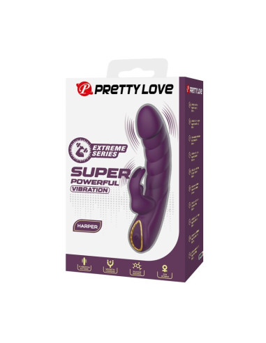 PRETTY LOVE HARPER RECHARGEABLE RABBIT VIBRATOR 10 FUNCTIONS PURPLE