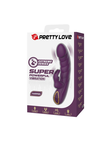 PRETTY LOVE HARPER RECHARGEABLE RABBIT VIBRATOR 10 FUNCTIONS PURPLE