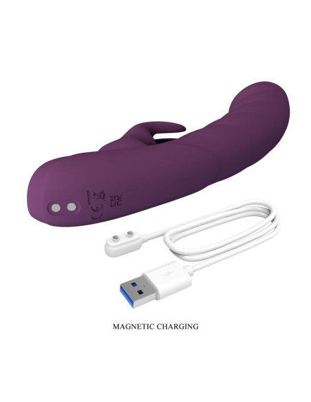 PRETTY LOVE HARPER RECHARGEABLE RABBIT VIBRATOR 10 FUNCTIONS PURPLE