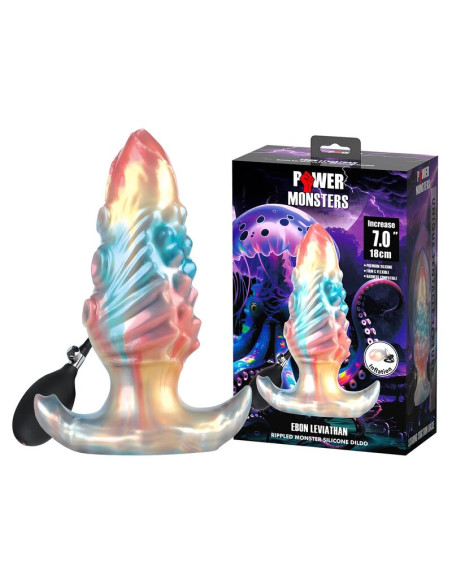 POWER MONSTERS EBON LEVIATHAN TRICOLOR INFLATABLE FANTASY ANAL PLUG 18 CM