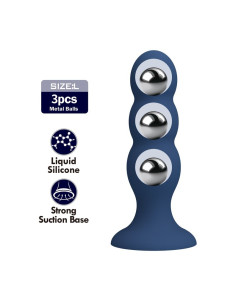 MR PLAY ANAL PLUG WITH METAL BALLS AND SUCTION CUP BLUE 2