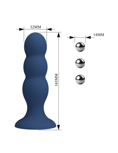 MR PLAY ANAL PLUG WITH METAL BALLS AND SUCTION CUP BLUE