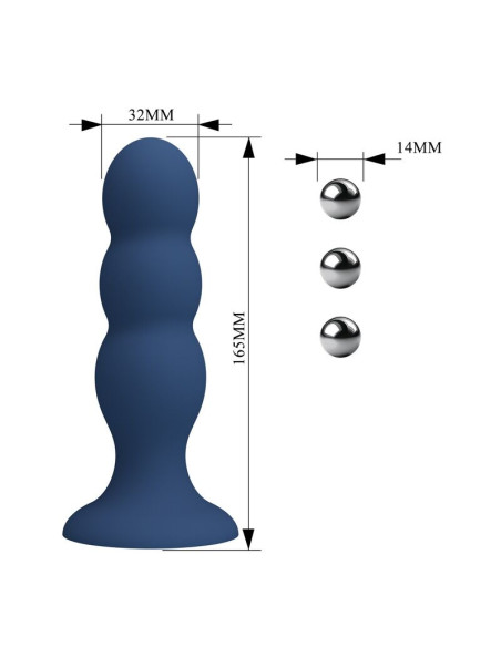 MR PLAY ANAL PLUG WITH METAL BALLS AND SUCTION CUP BLUE