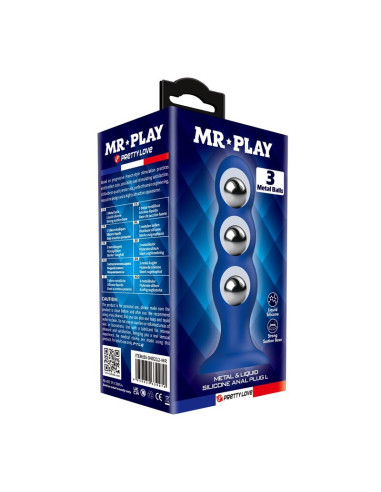 MR PLAY ANAL PLUG WITH METAL BALLS AND SUCTION CUP BLUE