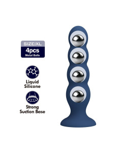 MR PLAY ANAL PLUG WITH 4 METAL BALLS AND SUCTION CUP BLUE 2