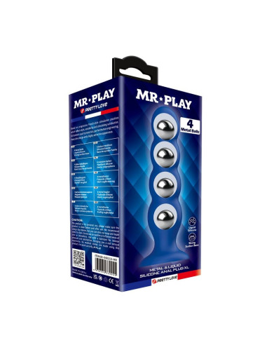 MR PLAY ANAL PLUG WITH 4 METAL BALLS AND SUCTION CUP BLUE