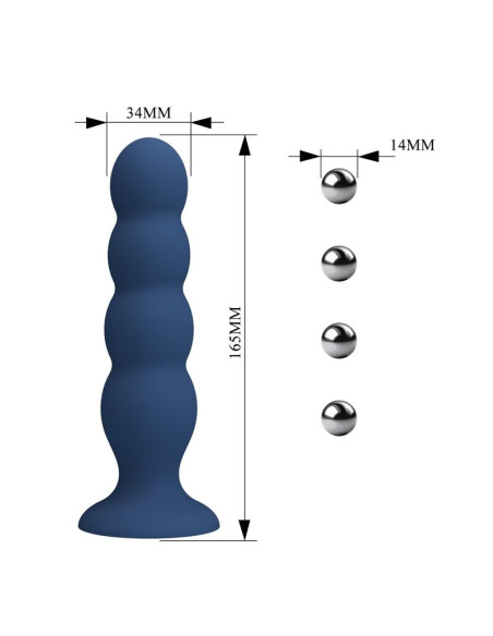 MR PLAY ANAL PLUG WITH 4 METAL BALLS AND SUCTION CUP BLUE