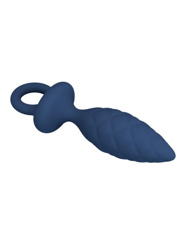 MR PLAY TEXTURED ANAL PLUG WITH RING BLUE M