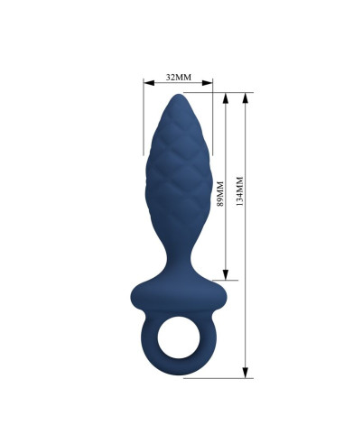 MR PLAY TEXTURED ANAL PLUG WITH RING BLUE M