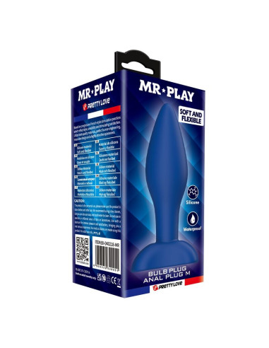 MR PLAY TAPERED SILICONE ANAL PLUG BLUE M
