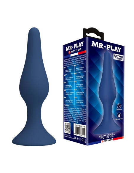 MR PLAY TAPERED SILICONE ANAL PLUG BLUE XL