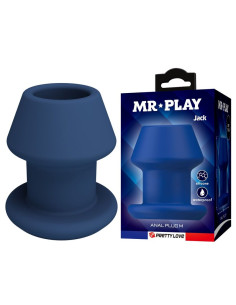 MR PLAY JACK BLUE SILICONE HOLLOW ANAL PLUG SIZE M