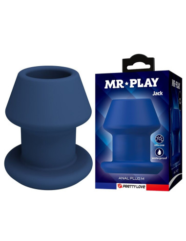 MR PLAY JACK BLUE SILICONE HOLLOW ANAL PLUG SIZE M