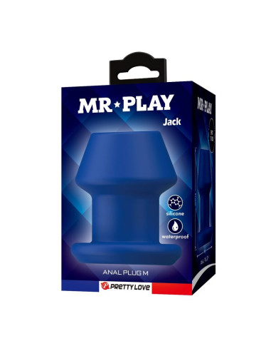 MR PLAY JACK BLUE SILICONE HOLLOW ANAL PLUG SIZE M
