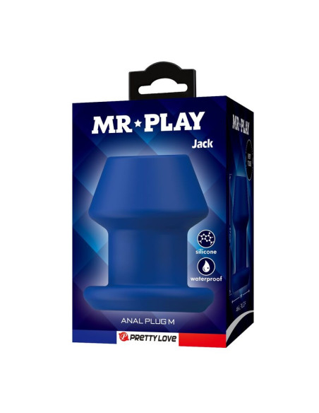 MR PLAY JACK BLUE SILICONE HOLLOW ANAL PLUG SIZE M