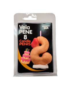DIABLO PICANTE PENIS CANDLE IN THE SHAPE OF THE NUMBER 9 FLESH COLOR 2